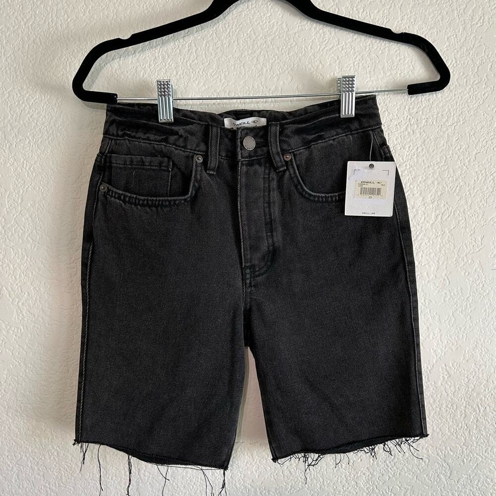 O’Neill Denim Bermuda Charcoal Wash Cut Off Button Fly Shorts Size 25 | 2 | XS